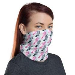 Pink and Navy Winged Runner Mask Neck Gaiter