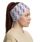 Pink and Navy Winged Runner Gaiter as headband